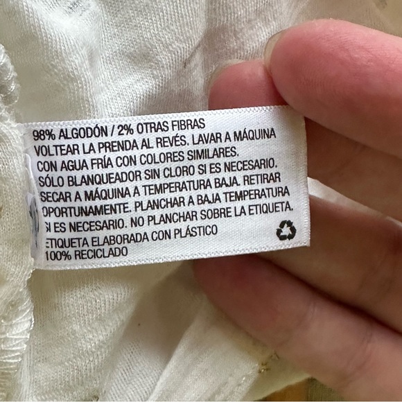 Merona White Silver & Gold Sparkling V Neck Flowy Tee Large XXL New w/o tags - Picture 8 of 10